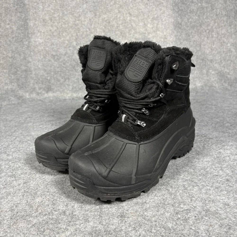 Free‎ Soldier Tactical ACC0037 Winter Boots 8 Black Faux Fur Lined Suede